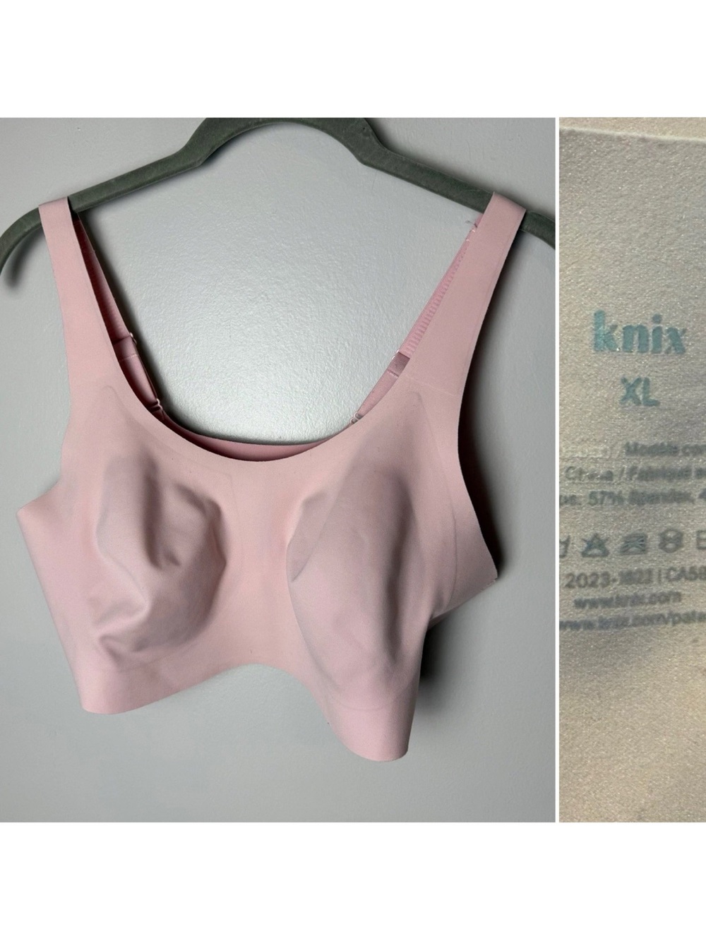 Knix Size XL Soft Blush Pink Wireless Seamless Bra Adjustable Straps Scoop Neck